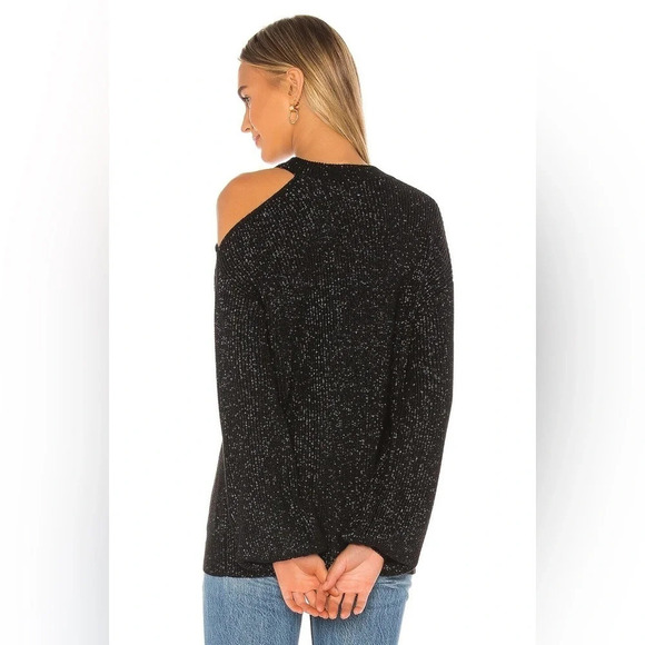 Velvet By Graham & Spencer  Adrienne Cold Shoulder Sweater Black Metallic - Picture 3 of 9